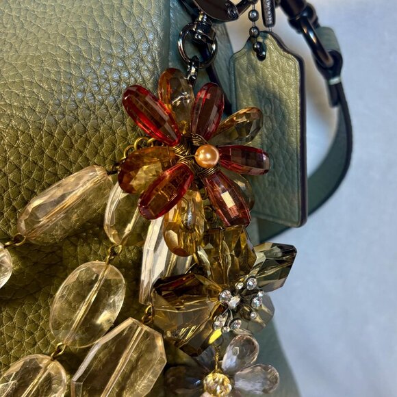 Coach Shay Shoulder Bag in Army Green Soft Leather with Chain, Charm and Scarf - Picture 2 of 12